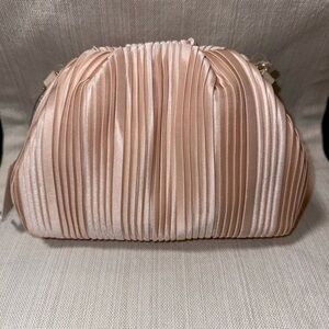 Lauren Conrad Pleated Satin Evening Clutch Bag - Blush Pink - NWT